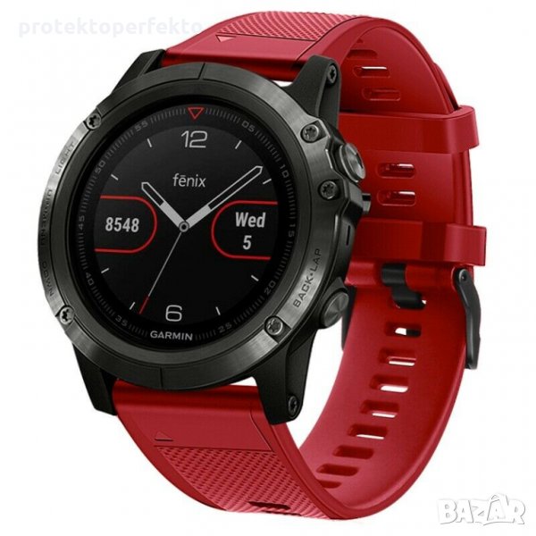 Силиконова каишка GARMIN Fenix 6, 6X, Pro, Solar червен цвят, снимка 1