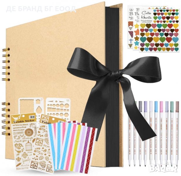 Крафт албум за снимки с включени флумастери, стикери и шаблони X0017FNF43, снимка 1