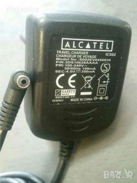 Зарядно за телефон Alcatel 3DS09371AAAA - 4.5V 350mA, снимка 1