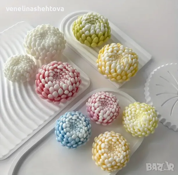 3D Затворена хризантема Силиконов молд форма за свещи гипс сапун смола , снимка 1