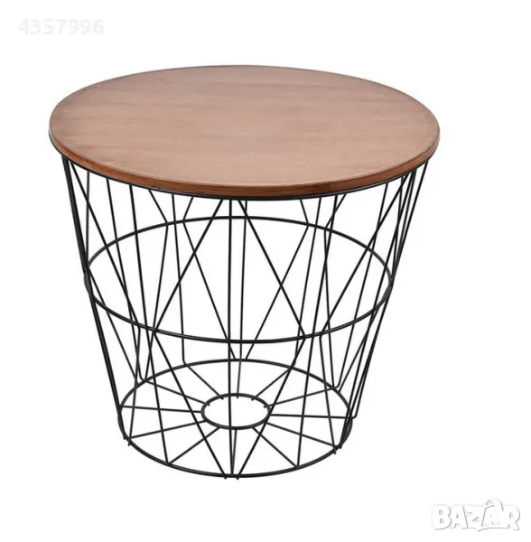 Декоративна масичка, Органайзер, За съхранение, Метал, Черен - Кафяв , снимка 1