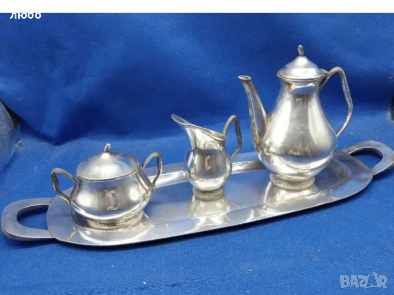 Сребърен Комплект от Поднос със Канички Сребро 0,925-901 грама , снимка 1