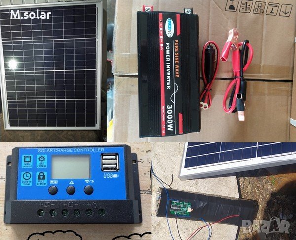 Соларна система.lifepo4 акумулатор,панел,контролер,инвертор., снимка 1