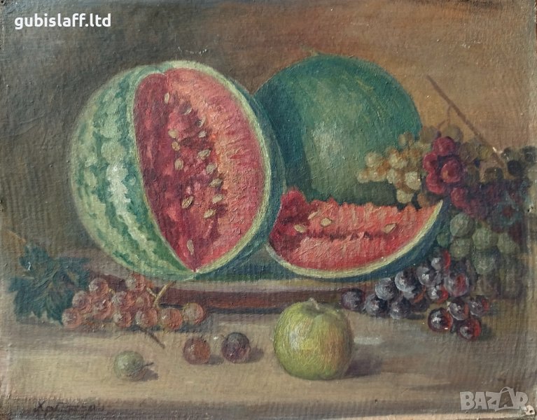 Картина, натюрморт, худ. Хр. Петров, 1950-те год., снимка 1