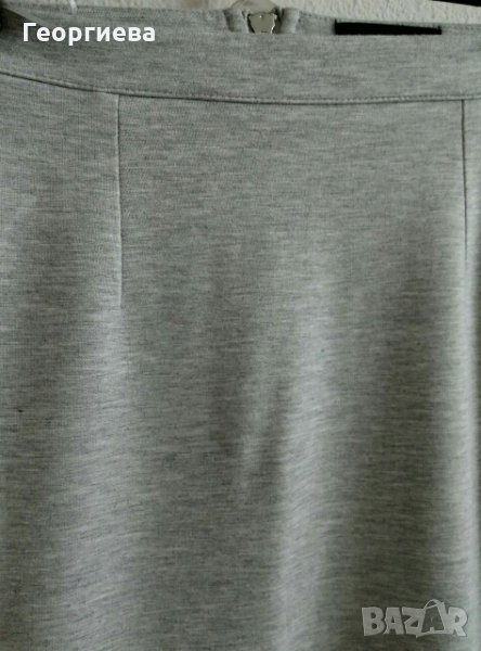 Вталена права пола в сив меланж от трико, снимка 1