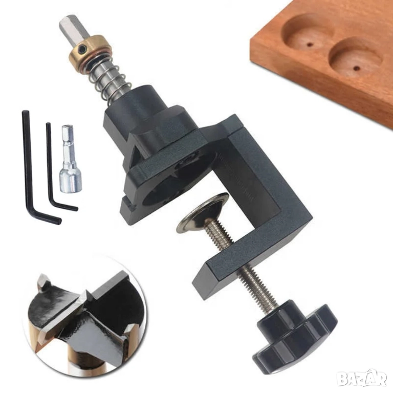 Комплект за пробиване отвори на мебелни панти | Фрезер с ограничител, снимка 1