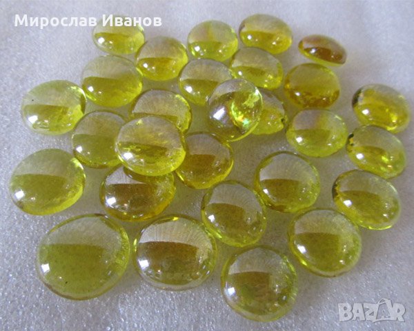 жълти кръгли стъклени камъ4ета , снимка 1