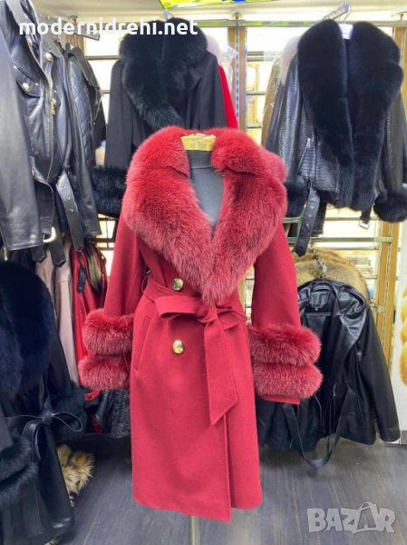 Дамско луксозно палто кашмир вълна и лисица код 125, снимка 1