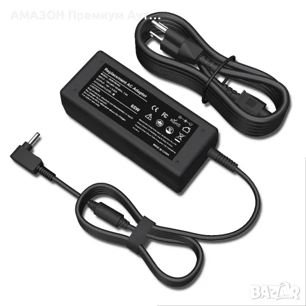19V 3.42A 65W AC адаптер Зарядно устройство за лаптоп Acer Chromebook/Aspire/Spin/Swift/Switch…, снимка 1