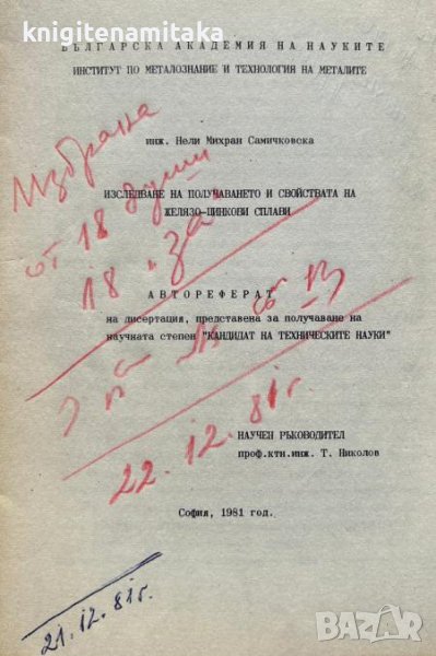 Изследване на получаването и свойствата на желязо-цинкови сплави - Нели Самичовска, снимка 1