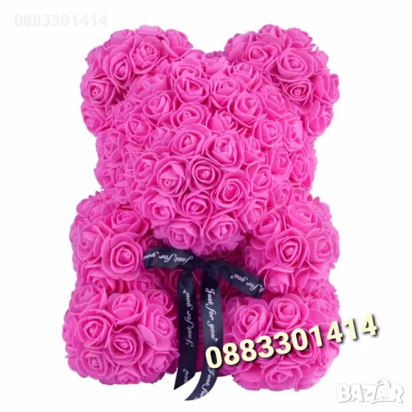 Мече от рози 40см Розово , снимка 1