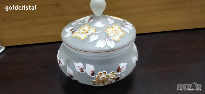 кристална купа ръчно рисувана, снимка 1