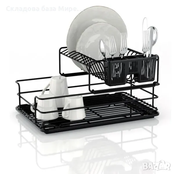 Сушилник за прибори, Плъзгаща поставка за чинии, метален, 48x33x24 см, снимка 1