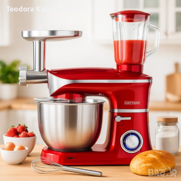 Кухненски робот 3 в 1 Royalty Line RL-PKM1900.7BG - 1900W, 6.5L купа, 1.5L блендер, снимка 1