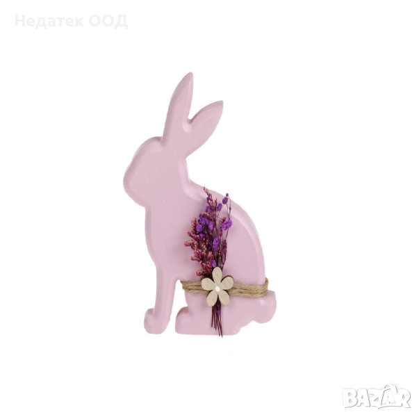  Великденска декорация, Лилав Заек с цветя, 10x2x15см, снимка 1