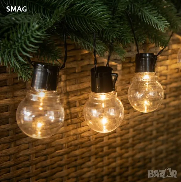 Слънчеви соларни пластмасови лампи Топла бяла светлина 3.8м - 10 бр S_1220624, снимка 1