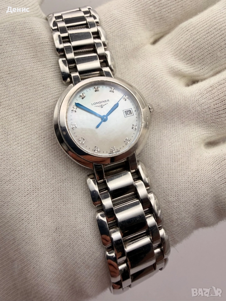 Дамски часовник Longines PrimaLuna – седеф и диаманти | Swiss Made, снимка 1