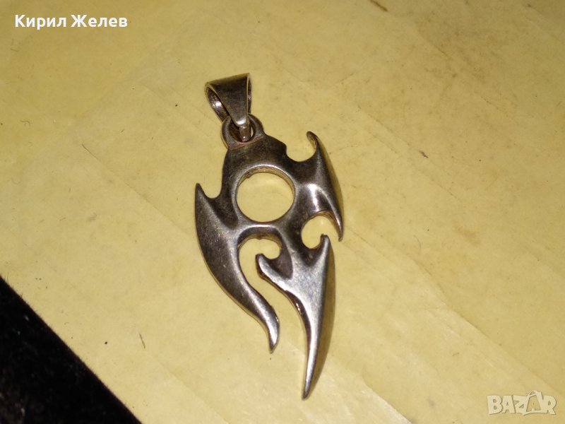 СТИЛИЗИРАН ХЕВИ МЕТЪЛ СРЕБЪРЕН АРТ МЕДАЛЬОН СРЕБРО 925 ЕФЕКТНО ФЕШЪН БИЖУ 15016, снимка 1