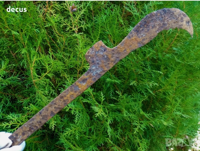 Древен железен нож с голямо острие, сърп Косер – много рядък, снимка 7 - Антикварни и старинни предмети - 51456263