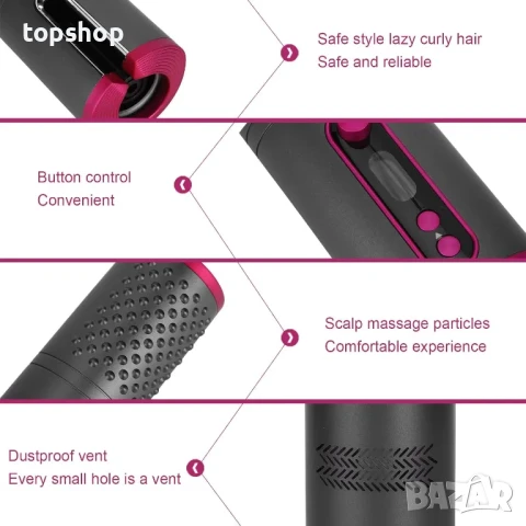 Маша за коса RIMOAL, безжична с USB накрайник. Бързо оформяне за 20 мин. автоматична, снимка 8 - Аксесоари за коса - 50501631