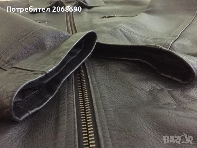 Мъжко черно яке от телешка кожа, снимка 3 - Якета - 48332696