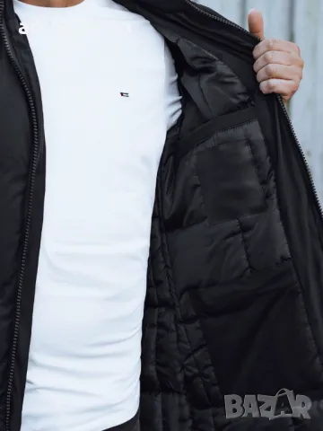 Мъжко ватирано зимно яке с качулка, снимка 3 - Якета - 47611788