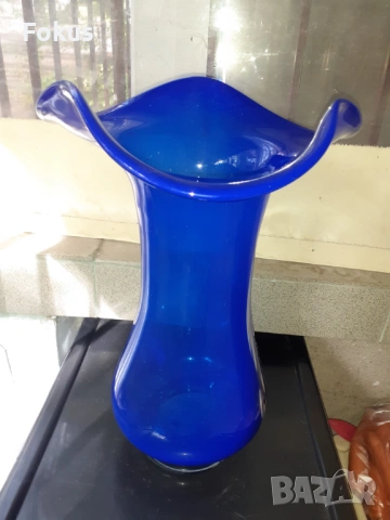 Невероятна голяма ваза Мурано стъкло кобалт, снимка 2 - Антикварни и старинни предмети - 53291713