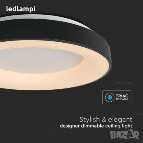 LED Плафониера 49W Черна Кръг Димиране Топло Бяла Светлина, снимка 2 - Лампи за таван - 44067710