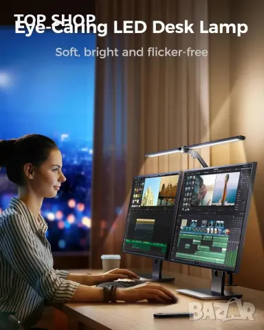 NGTeco LED настолна лампа, 1 метър Ярка регулируема настолна лампа с 3 светлинни ленти, дистанционно, снимка 7 - Настолни лампи - 49937954