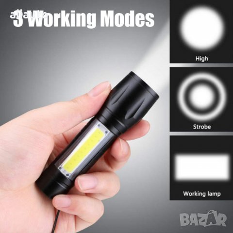 Фенерче LED Работна лампа, USB, Алуминиев корпус- 3 в 1 с фокус, снимка 3 - Аксесоари и консумативи - 37475889
