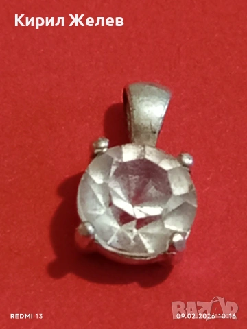 Сребърна висулка с фасетиран планински кристал елегантен дизайн 53051, снимка 4 - Колиета, медальони, синджири - 53410194
