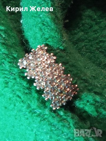 СТАРА СКЪПОЦЕННА СРЕБРО 925 с МИНИАТЮРНИ КРИСТАЛЧЕТА АРТ ОБЕЦА АНГЛИЯ 26974