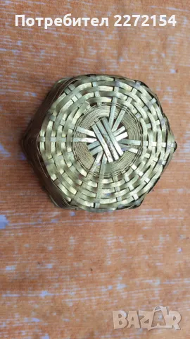 Бронзова плетена кошница, снимка 3 - Антикварни и старинни предмети - 50226056
