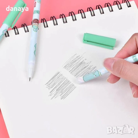 6115 Изтриваем химикал с гума тънкописец с черно мастило, снимка 2 - Ученически пособия, канцеларски материали - 51617176