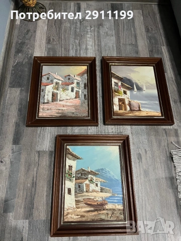 Маслена картина, комплект от 3 бр., снимка 8 - Картини - 53395236