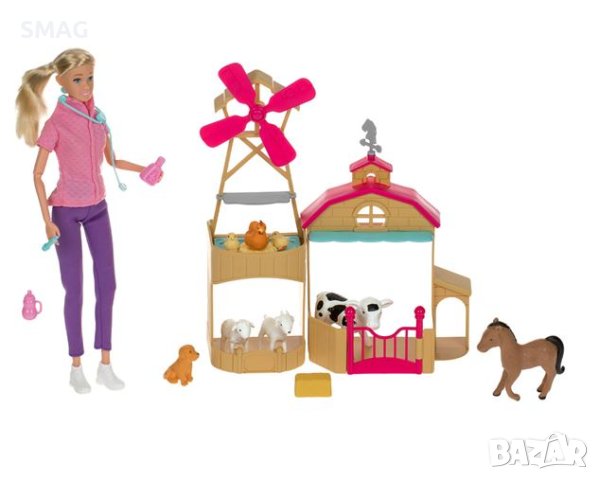 Детска играчка Кукла ветеринар с селскостопански животни