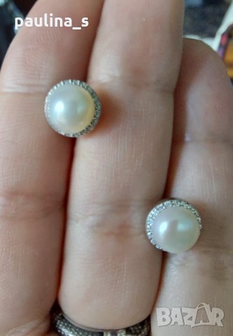 Японски дизайнерски обеци с естествена перла и циркон - проба 925 / Oт "Swan" pearls , снимка 3 - Обеци - 33148077