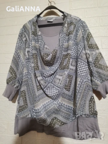 СТРАХОТНА ТУНИКА ЕФЕКТНА ЯКА 3XL-4XL, снимка 2 - Туники - 50802935