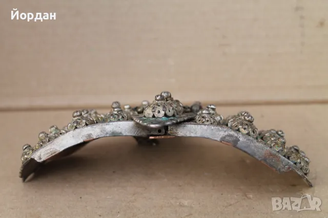 Сребърна пафта със зелен и черен емайл, снимка 10 - Антикварни и старинни предмети - 47281998