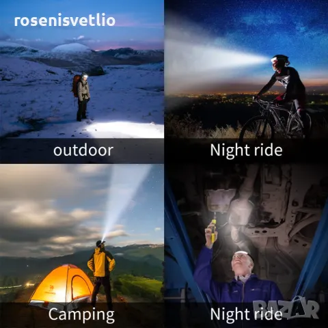 Професионален челник с сензор, LED STOP, Фенер за глава, Акумулаторен, снимка 4 - Къмпинг осветление - 49268681