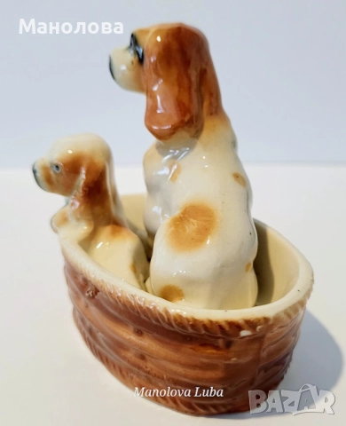 Винтидж японски порцеланова фигурка, кученца Шпаньол, снимка 6 - Колекции - 52437910