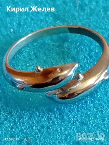 Римантичен сребърен пръстен два делфина много красив стилен дизайн 52406, снимка 5 - Пръстени - 52736284