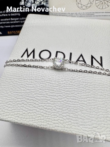 Сребърна гривна с мойсанит (Диамант) 1 карат, снимка 3 - Гривни - 53503039