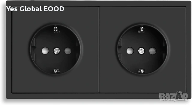 CNBINGO двоен стенен контакт черен с детска защита