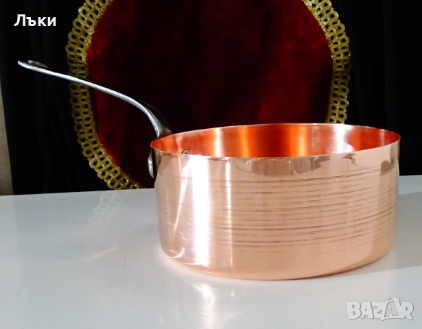 Медна тенджера,тиган,3 л. ,чиста червена мед. 