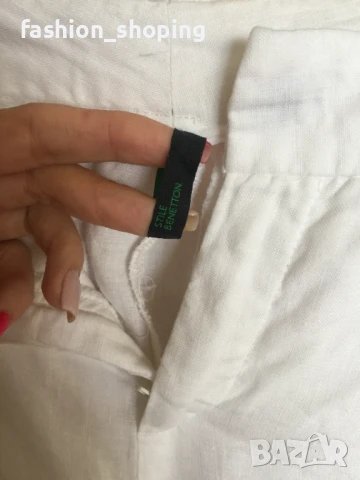 Дамски ленен панталон Benetton, размер 42, снимка 5 - Панталони - 50686415