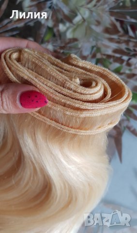 100% естествена коса (двоен ред), 100гр., 124см. #60, снимка 2 - Аксесоари за коса - 29056218