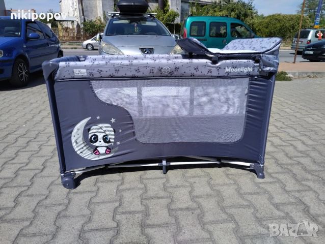 LORELLI Детска кошара на 2 нива с повивалник MOONLIGHT сив, снимка 8 - Кошарки - 53565246