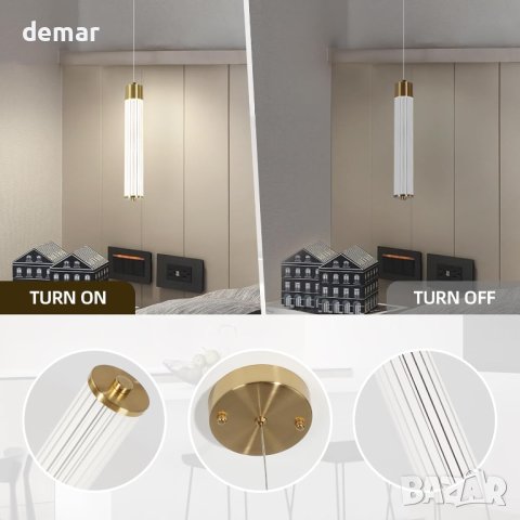 EIDISUNY, модерен пендел с кристален абажур, LED 14 W 4000k, снимка 7 - Лампи за таван - 43144184