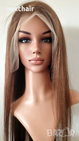 Естествена дантелена перука 80 см - 200% плътност, 13x6 Lace, светло кафява права коса, снимка 8 - Аксесоари за коса - 53136051